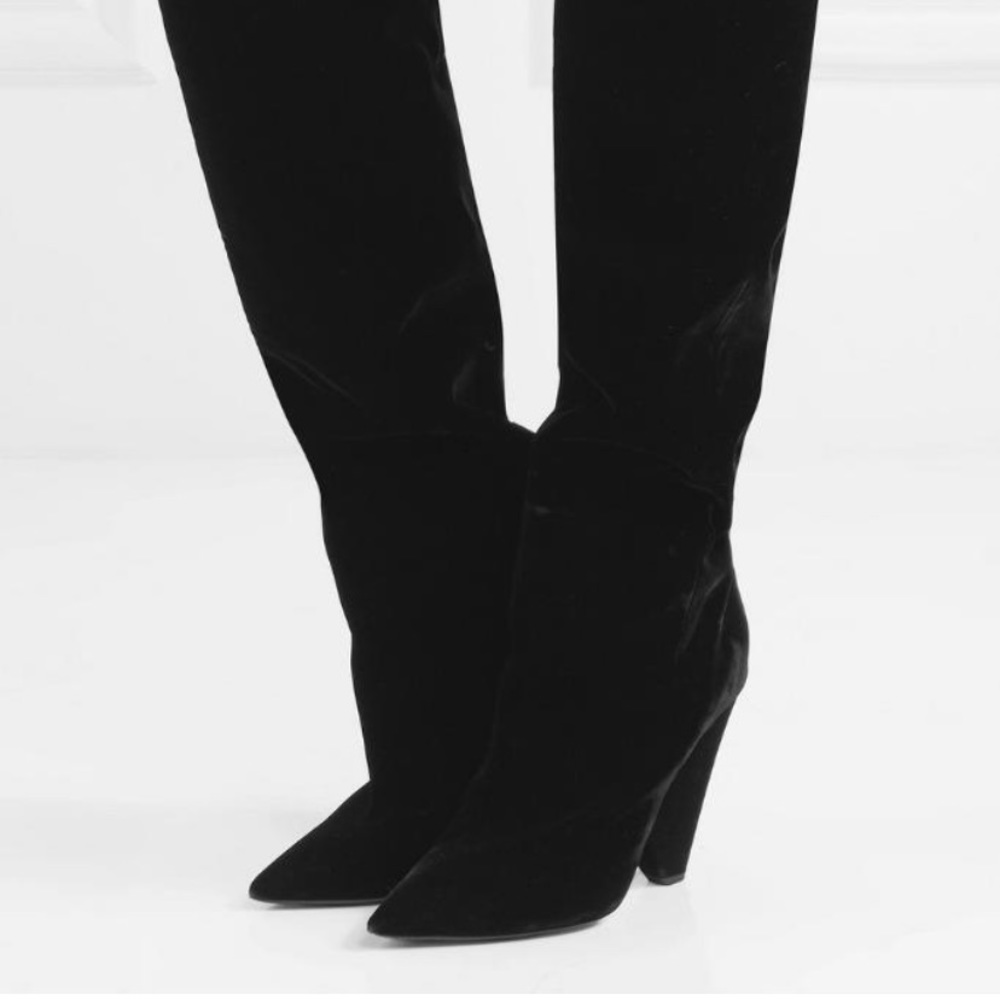 Saint Laurent NIKI Velvet Over Knee Boots Brand New in the Box! Black / Size 39